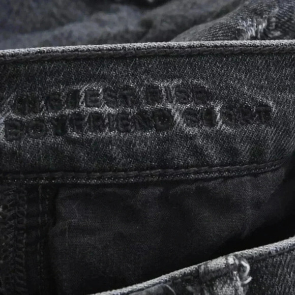 American Eagle Highest Rise '90s Boyfriend Jean Shorts Black Denim Distressed 4 - Picture 7 of 11